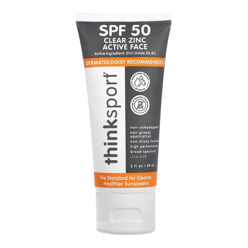 Thinksport, Clear Zinc Active Face, SPF 50