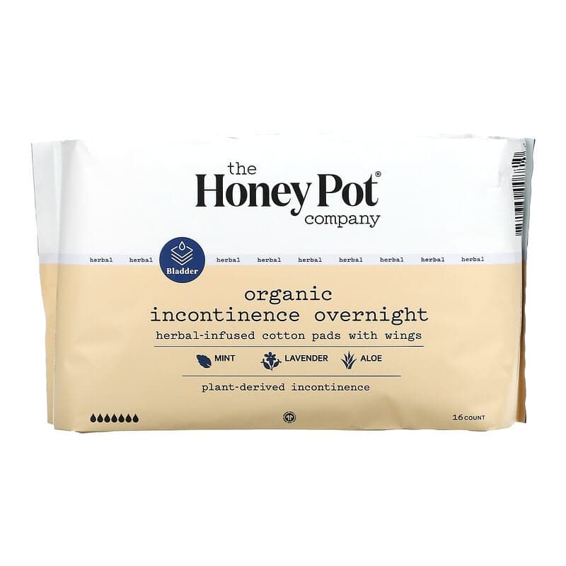 Herbal-Infused Cotton Pads With Wings, Organic Incontinence Overnight