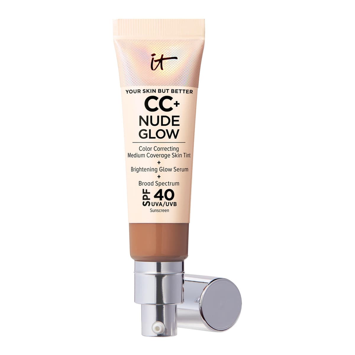 CC+ Nude Glow Lightweight Foundation + Glow Serum with SPF 40 and Niacinamide, Rich Honey