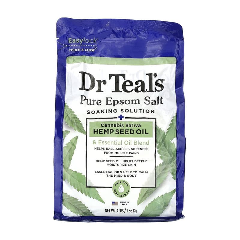 Pure Epsom Salt, Soaking Solution, Cannabis Sativa Hemp Seed Oil