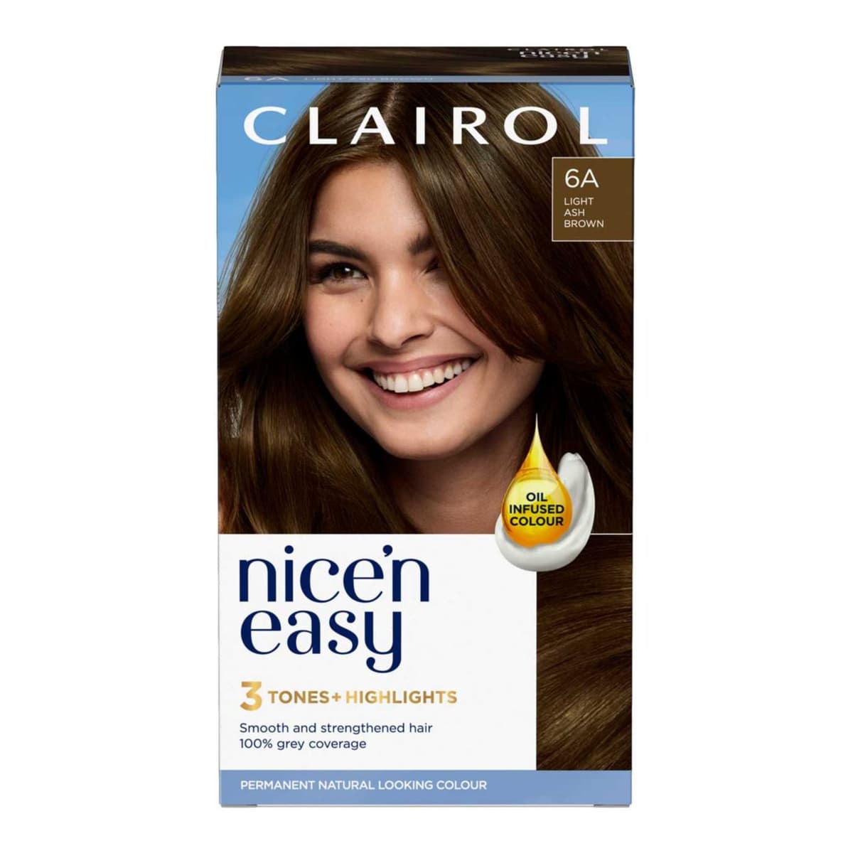 Clairol Nice'n Easy Crème Oil Infused Permanent Hair Dye 6A Light Ash Brown