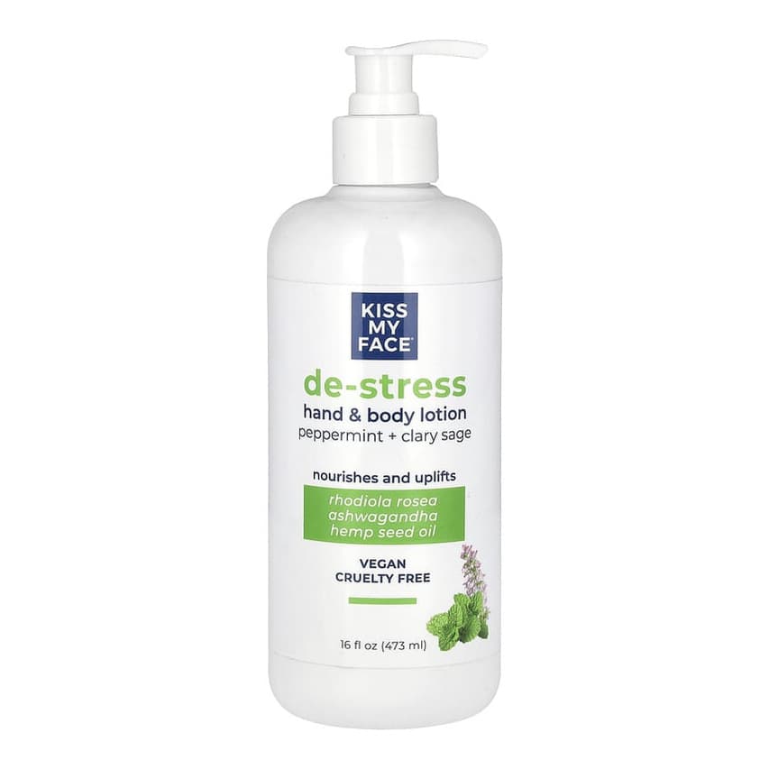 De-Stress, Hand & Body Lotion, Peppermint + Clary Sage