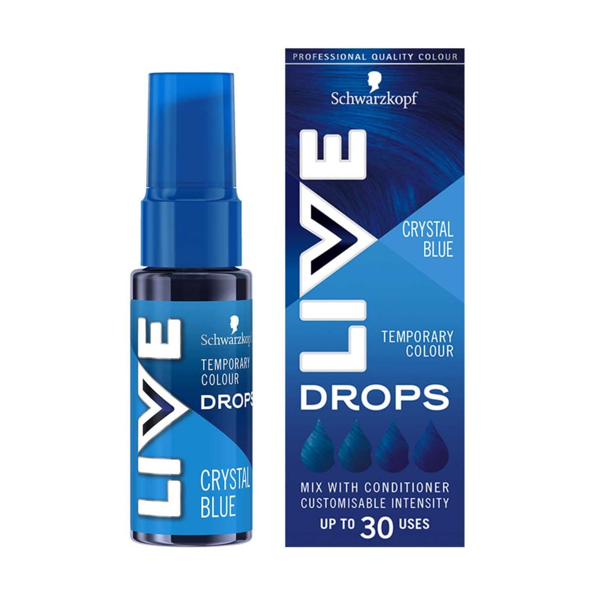LIVE Colour Drops Semi-permanent Blue Hair Dye Crystal Blue