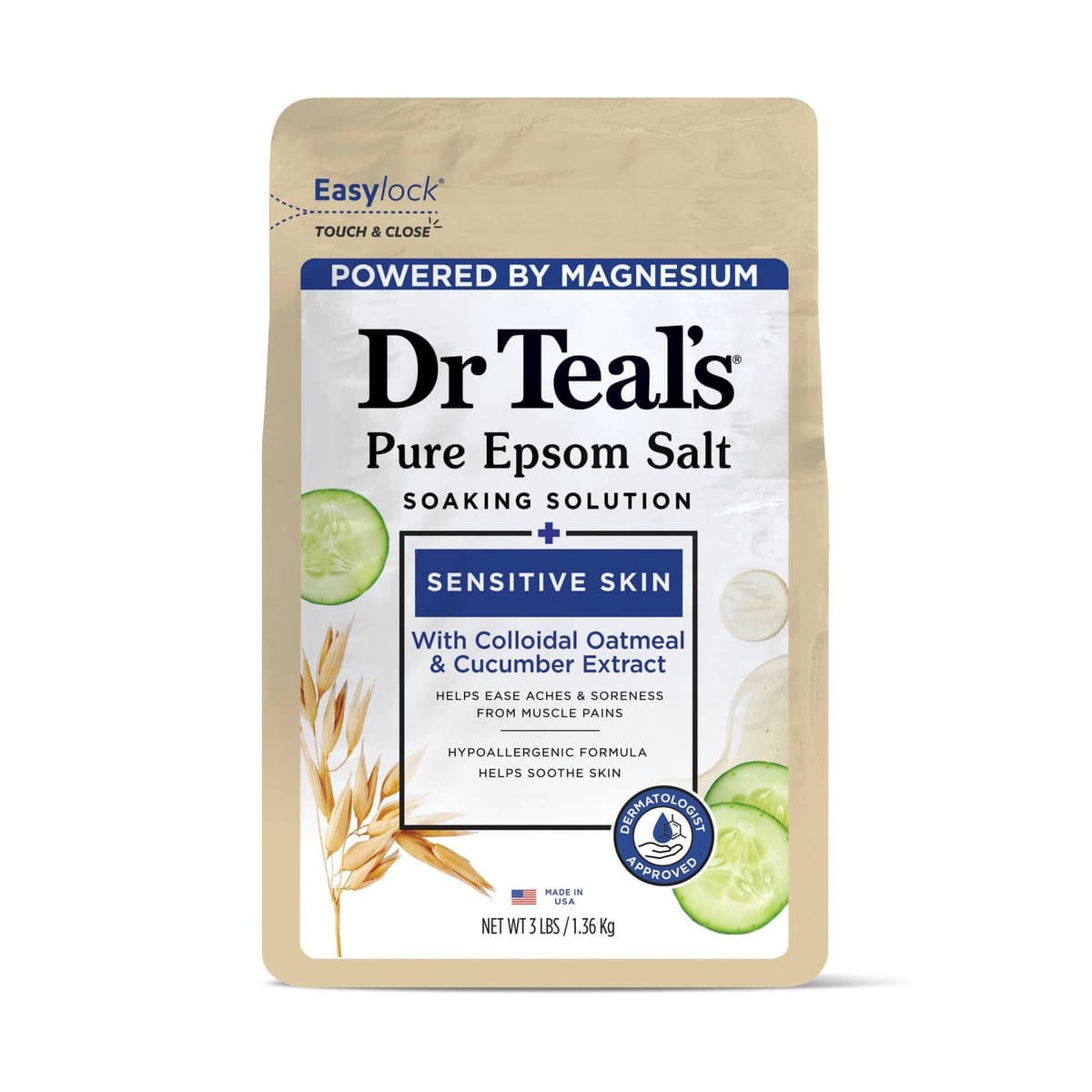 Epsom Salt Magnesium Soak Sensitive Skin with Colloidal Oatmeal & Cucumber Extract