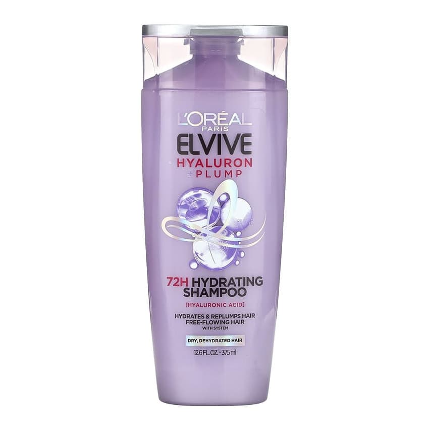 Elvive, Hyaluron + Plump, 72H Hydrating Shampoo, Dry, Dehydrated Hair