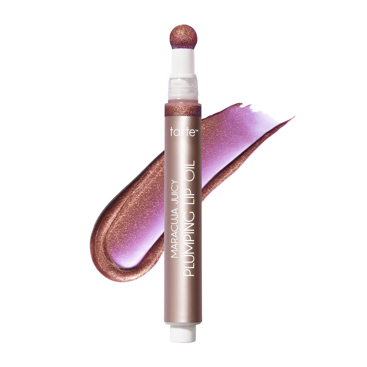 maracuja juicy plumping lip oil, shimmering mulberry