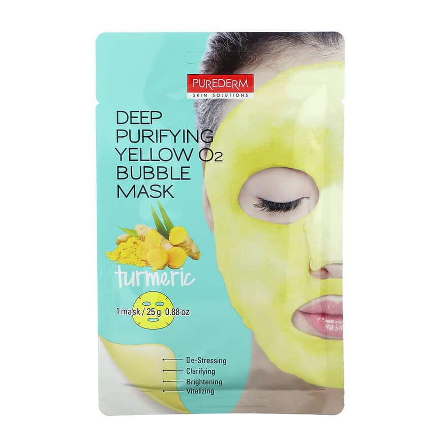 Deep Purifying Yellow O2 Bubble Beauty Mask, Turmeric