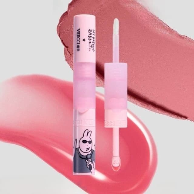 Good Luck Rabbit Dual-Ended Lip Glaze My Friend Rabbit Limited Edition, F05 Peaches
