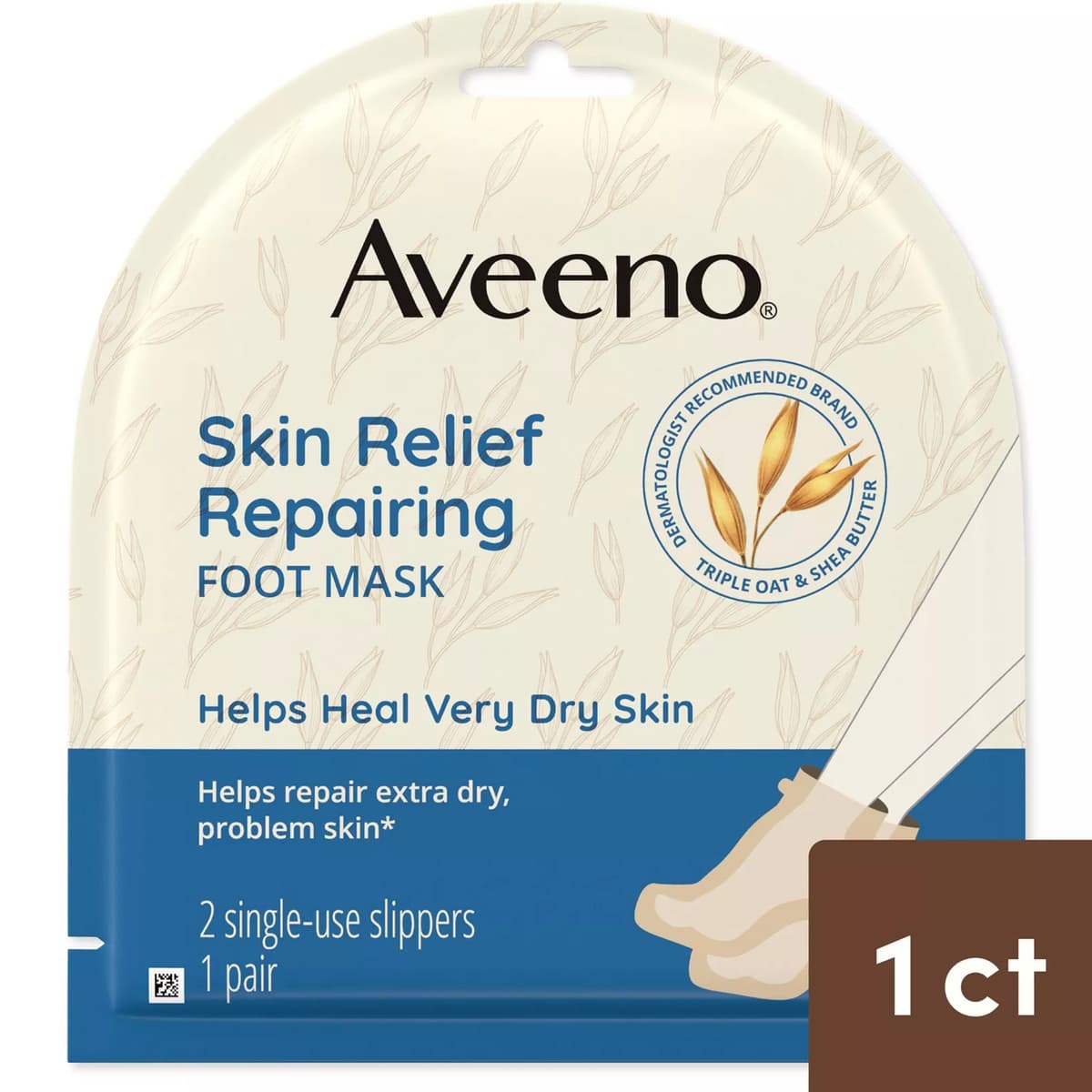 Repairing CICA Foot Mask with Prebiotic Oat & Shea Butter for Extra Dry Skin Fragrance-Free