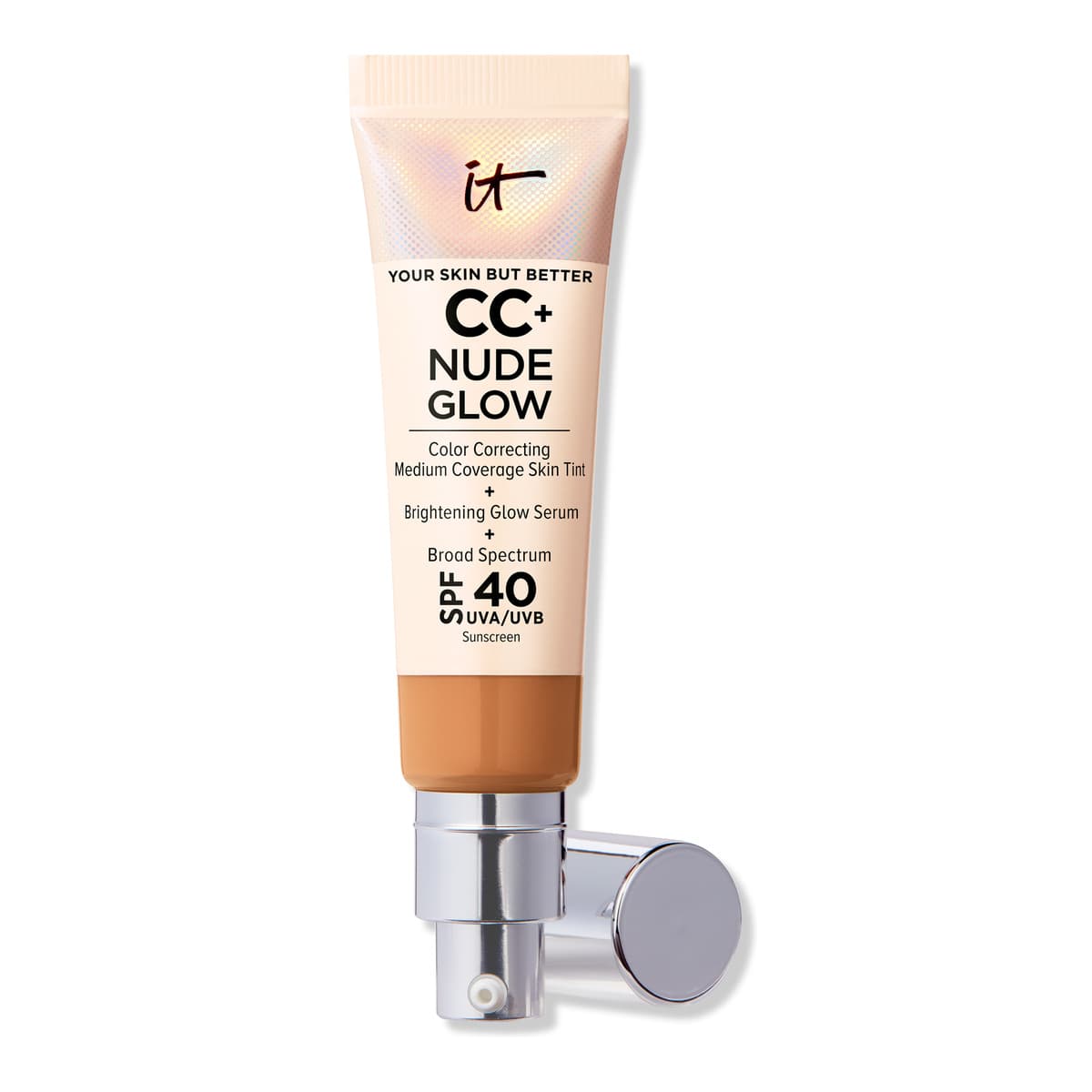 CC+ Nude Glow Lightweight Foundation + Glow Serum with SPF 40, Tan