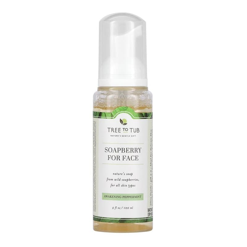 Soapberry Gentle Foaming Face Wash Cleanser, Oil Free, pH Balanced for Oily, Sensitive Skin, Awakening Peppermint