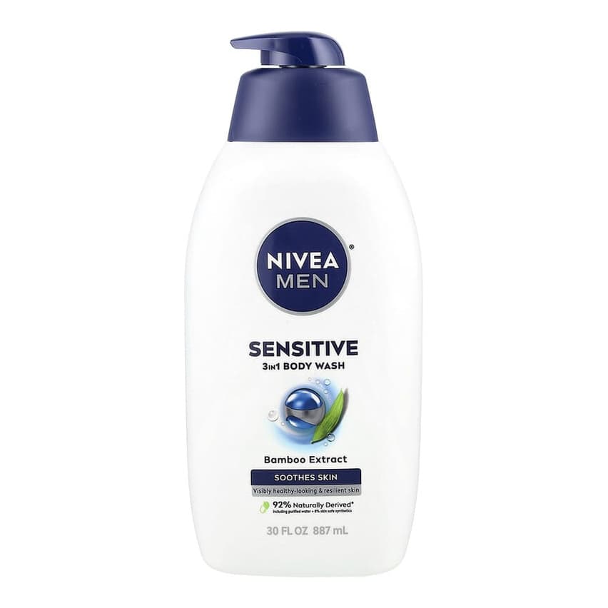 Men, Sensitive 3 in 1 Body Wash, Bamboo Extract