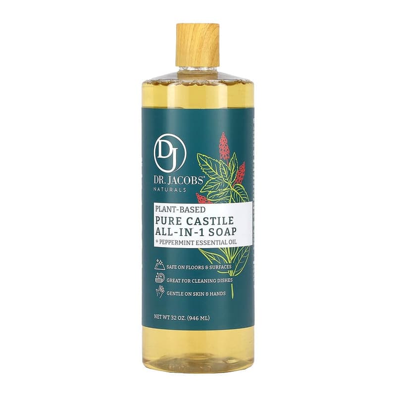 Plant-Based Pure Castile All-In-1 Soap, Peppermint Essential Oil