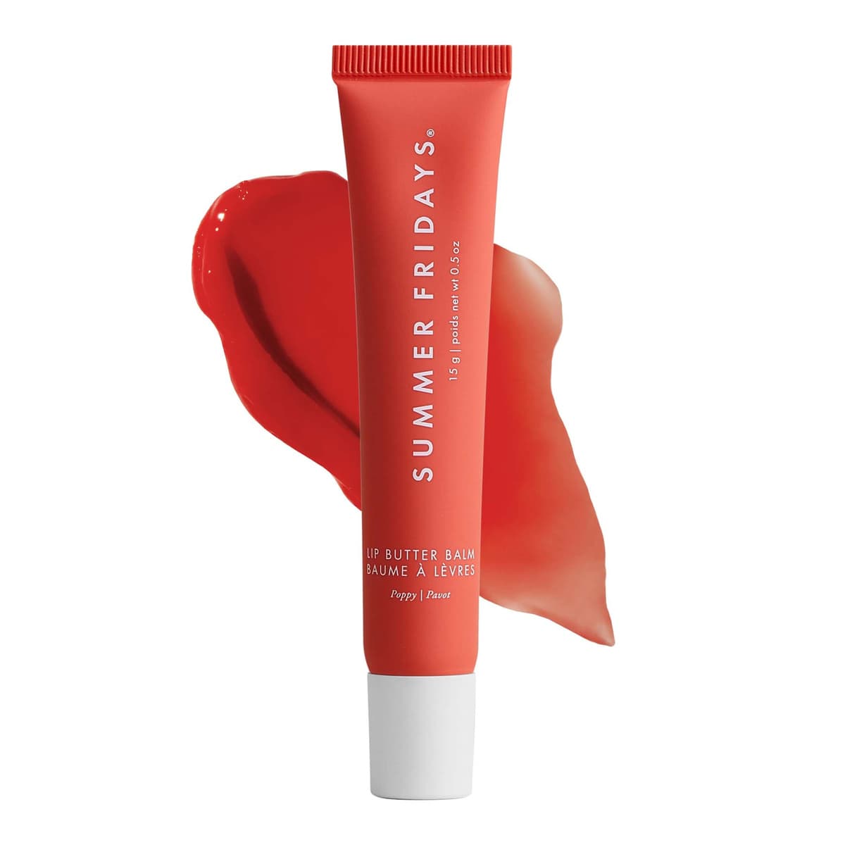 Lip Butter Balm for Hydration & Shine, Poppy - sheer citrus coral