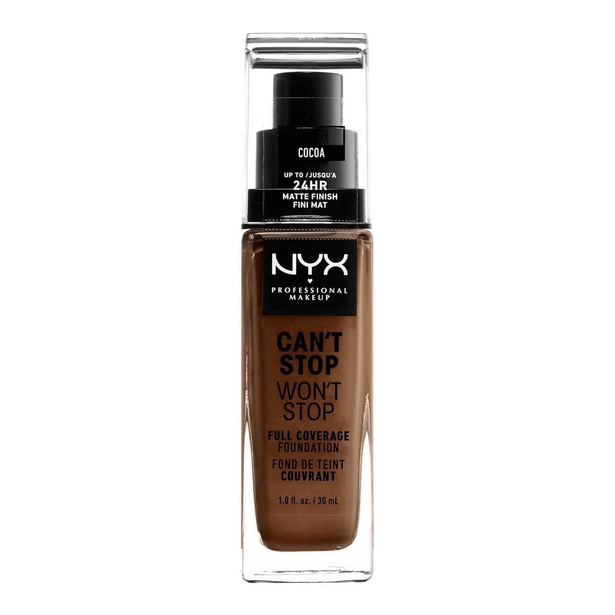Can't Stop Won't Stop 24Hr Full Coverage Matte Finish Foundation, #21 Cocoa