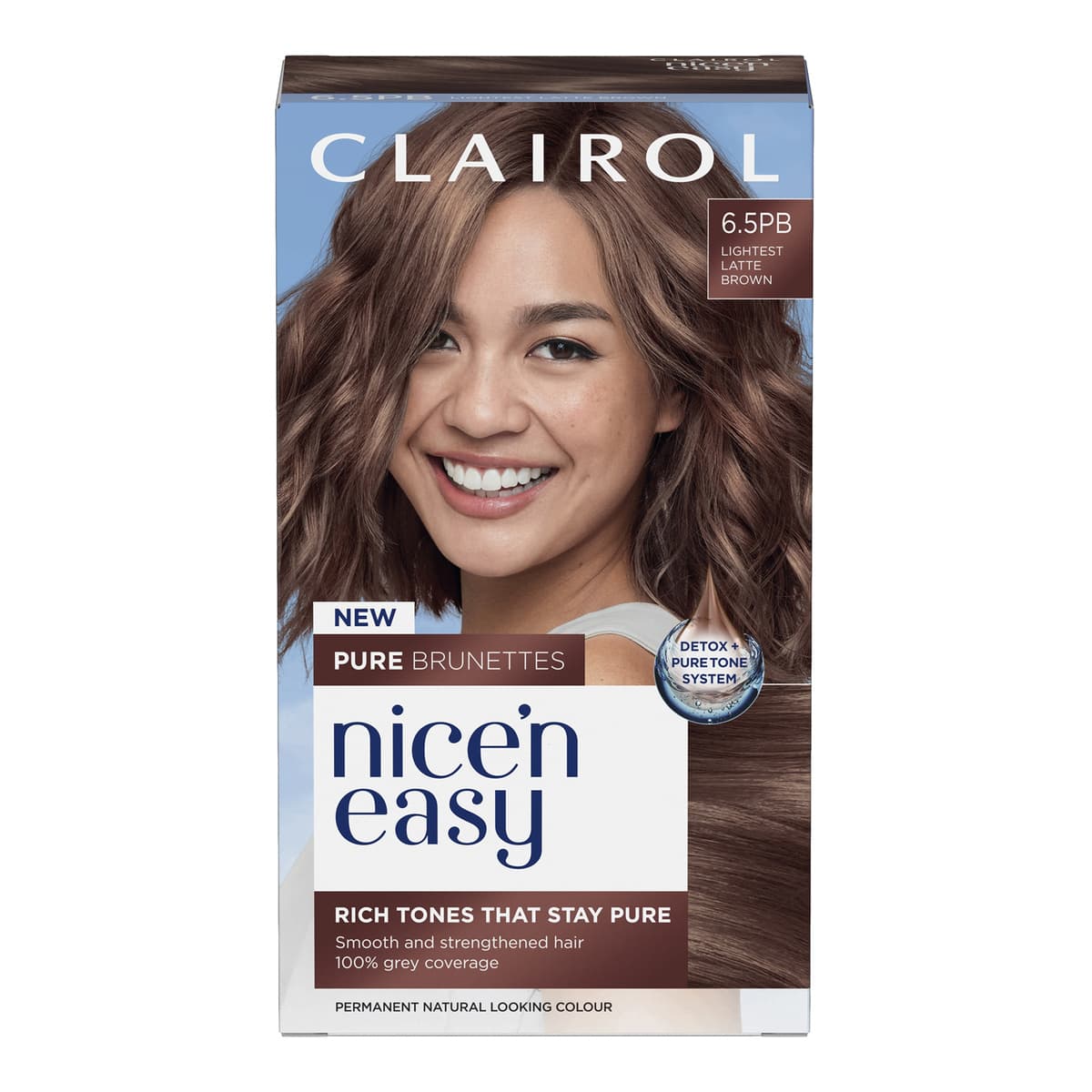 Nice'n Easy Crème, Pure Brunettes Permanent Hair Dye, 6.5PB Lightest Latte Brown