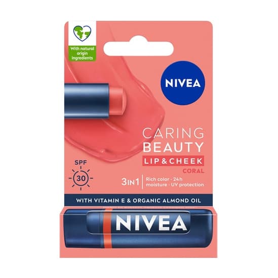 Caring Beauty 3In1 Coral Lip Balm & Cheek Stick