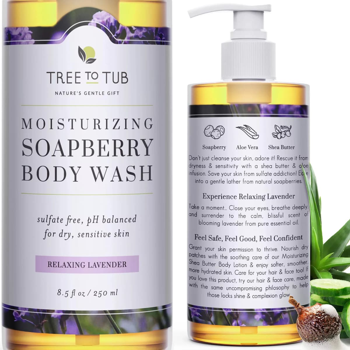 Lavender Body Wash for Sensitive Skin & Dry Skin - ph-Balanced Moisturizing Body Wash, Sulfate Free Vegan Body Soap for Women & Men