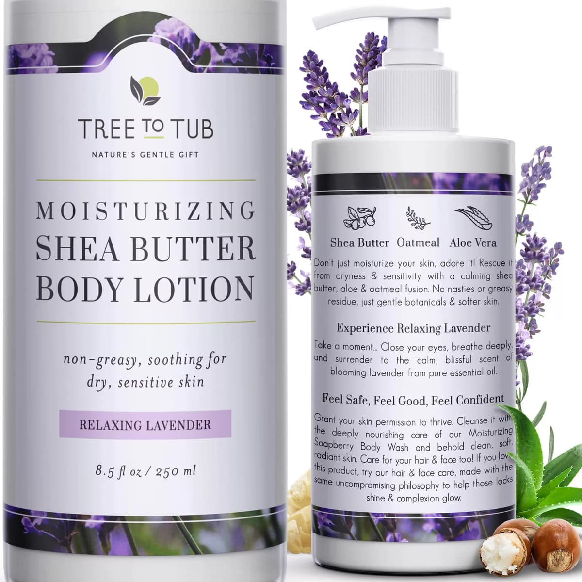 Lavender Shea Butter Body Lotion for Dry Skin - Moisturizing Sensitive Skin Lotion for Women & Men, Body Moisturizer Organic Cocoa Butter