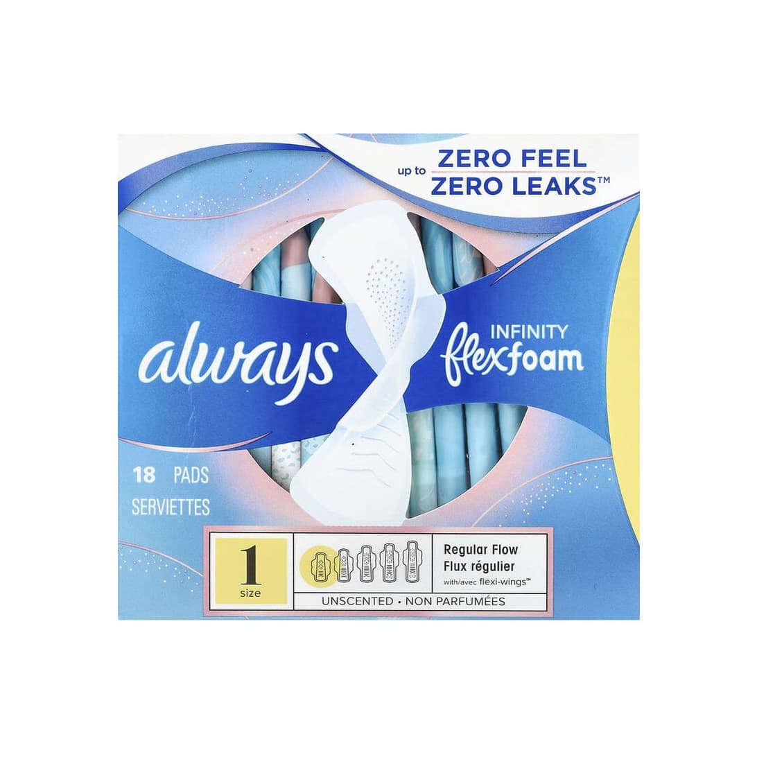 Infinity Flex Foam with Wings, Size 1, Regular Flow, Unscented