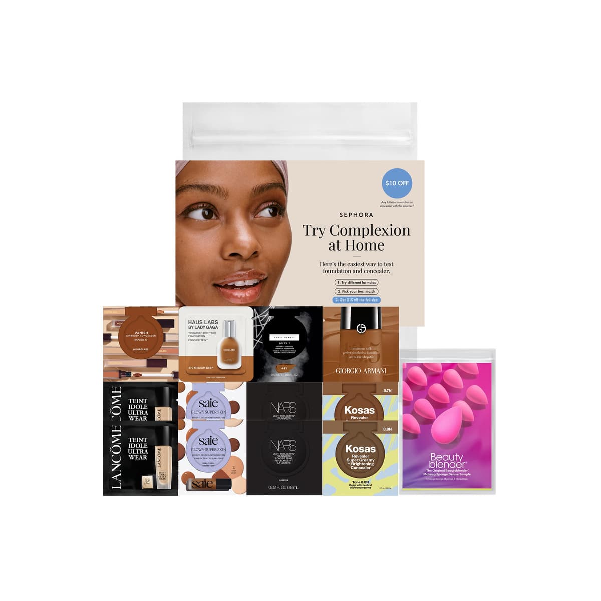 Complexion Try-On Sample Bag With Redeemable Voucher, Deep