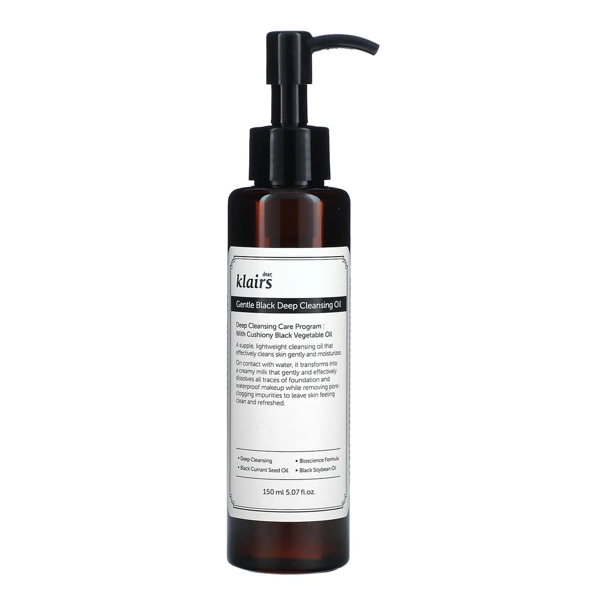 Dear, Klairs K-Beauty Skincare Gentle Black Deep Cleansing Oil
