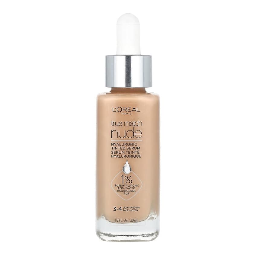 True Match, Nude, Hyaluronic Tinted Serum, 3-4 Light-Medium