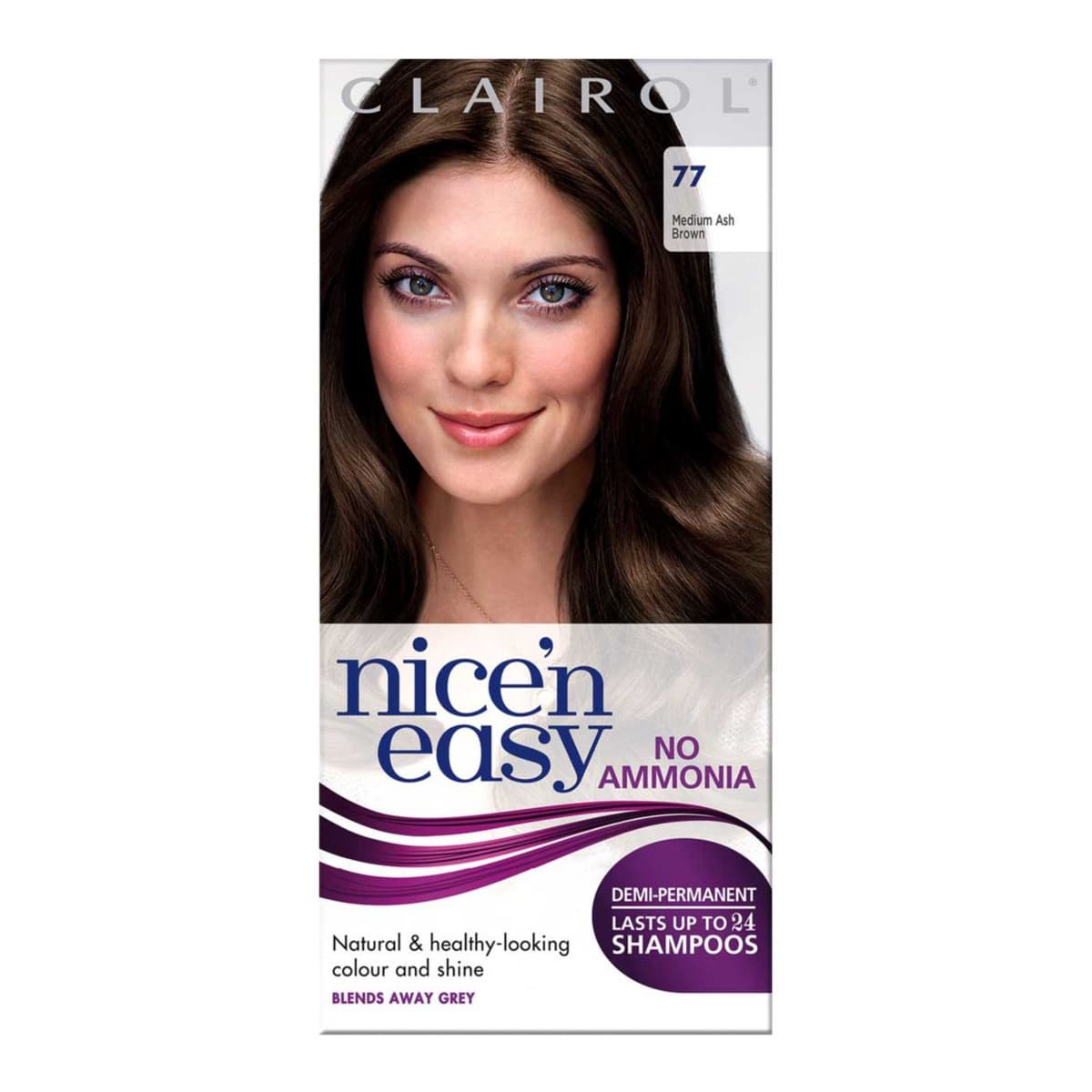 Clairol Nice'n Easy No Ammonia Semi-Permanent Hair Dye 77 Medium Ash Brown