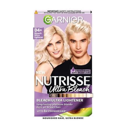 Nutrisse Ultra Color + Bleach Intense Platinum Permanent Hair Dye, 9-level lift, Anti-Brass Purple Conditioner