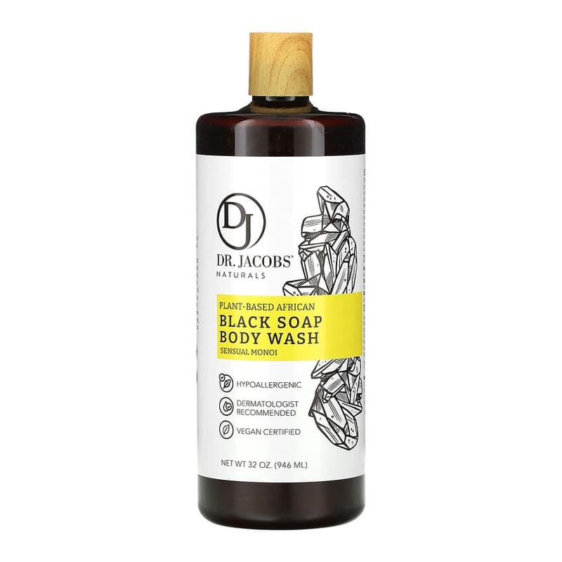 Plant-Based African Black Soap Body Wash, Sensual Monoi