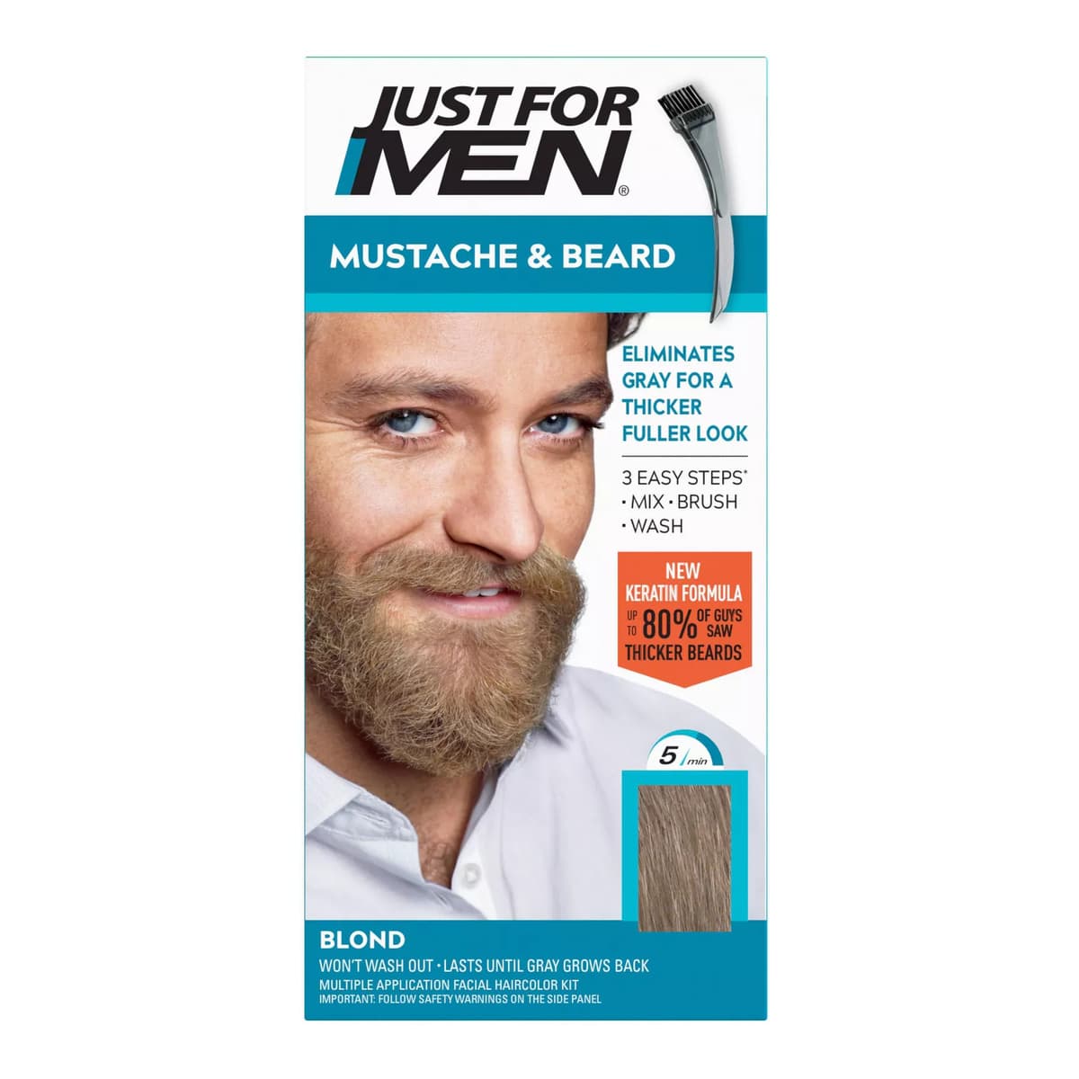 Mustache & Beard Coloring for Gray Hair with Brush Included - Blond M10/15