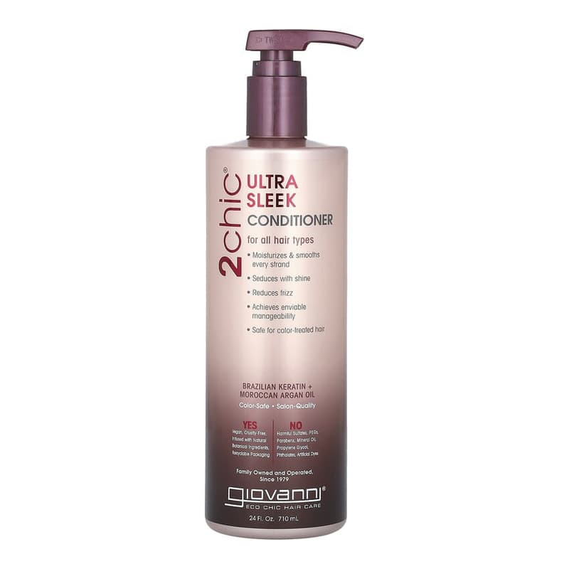 2chic, Ultra Sleek Conditioner, For All Hair Types, Brazilian Keratin + Moroccan Argan Oil