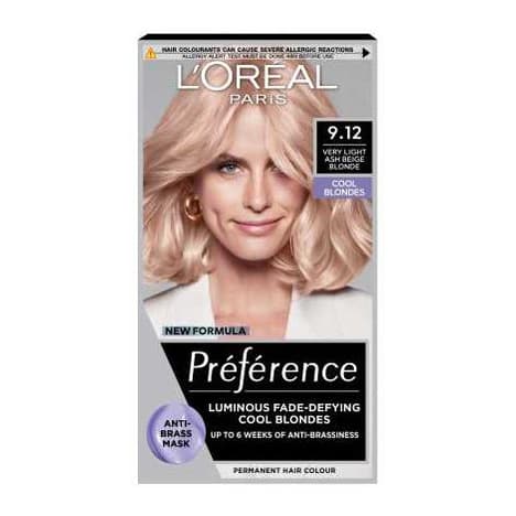 L’Oréal Paris Preference Permanent Hair Dye, Luminous Colour, Very Light Ash Beige Blonde 9.12