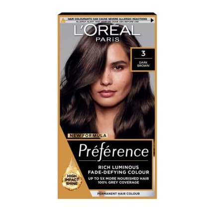 L’Oréal Paris Preference Permanent Hair Dye, Luminous Colour, Dark Brown 3.0
