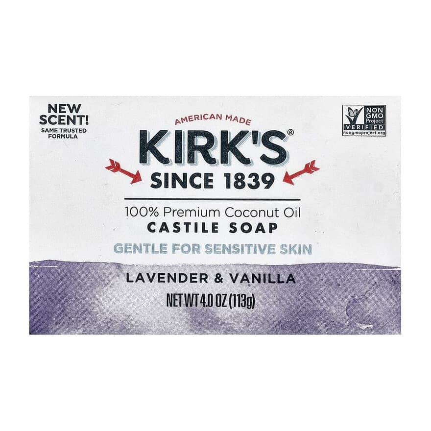 Castile Bar Soap, For Sensitive Skin, Lavender & Vanilla