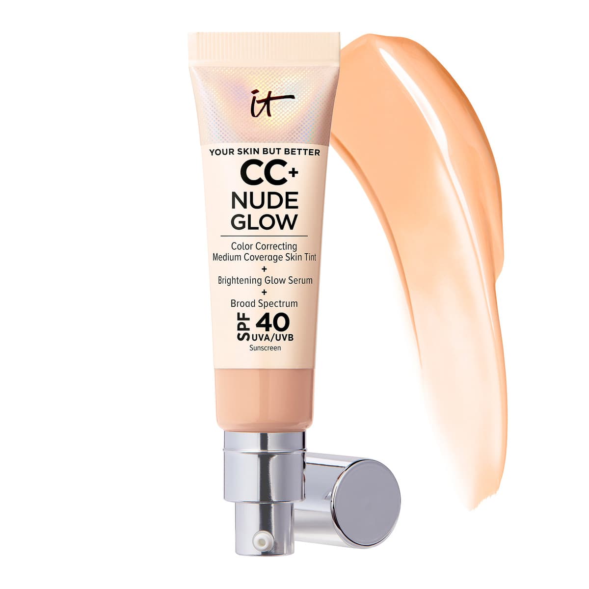CC+ Nude Glow Lightweight Foundation + Glow Serum with SPF 40 and Niacinamide, Neutral Medium