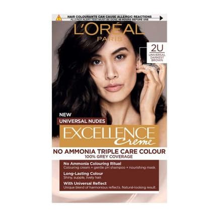 L’Oréal Paris Excellence Crème Universal Nudes Ammonia Free Permanent Hair Dye, 2U Universal Darkest Brown