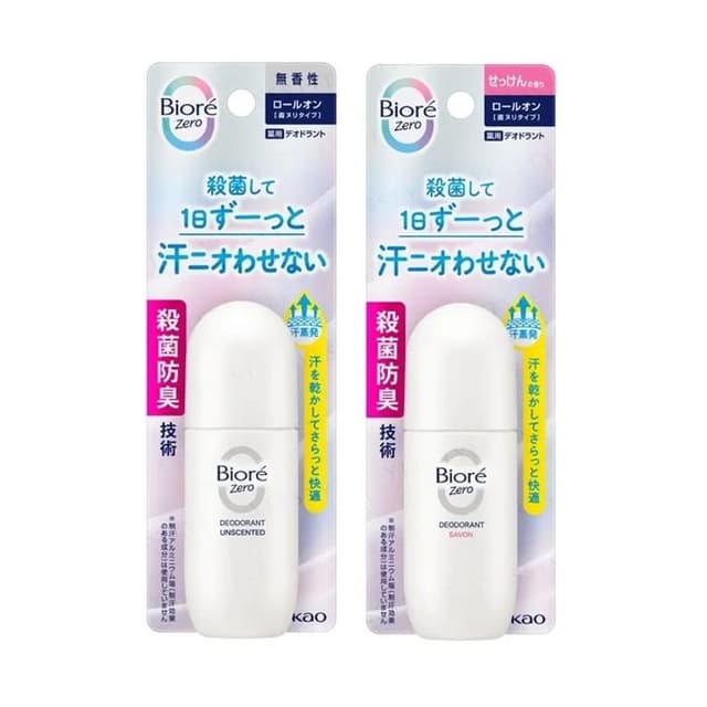 Biore Zero Deodorant Roll-On, Savon