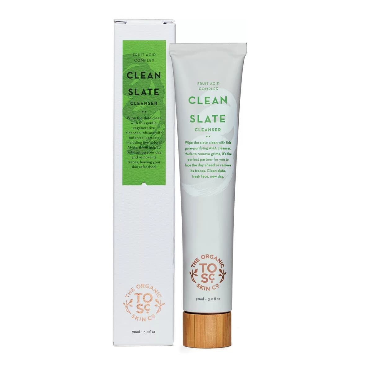 Clean Slate Fruit Acid Complex Cleaner, Exfoliating Face Wash with AHA, Natural Facial Wash and Face Exfoliator, The Organic Skin Co