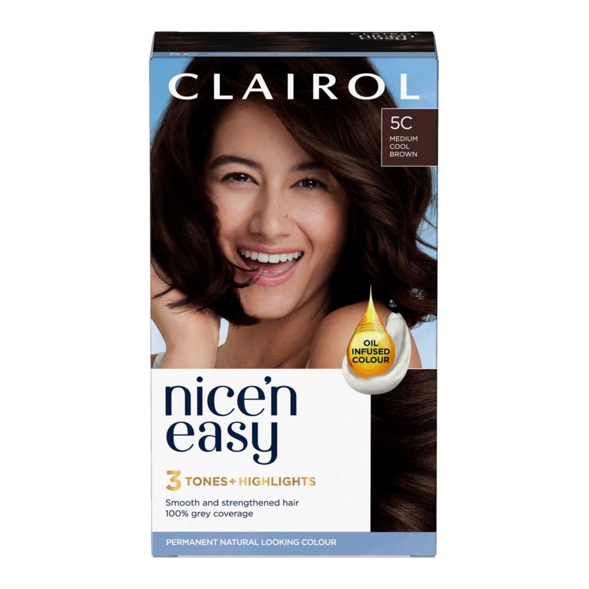 Clairol Nice'n Easy Crème Oil Infused Permanent Hair Dye 5C Medium Cool Brown