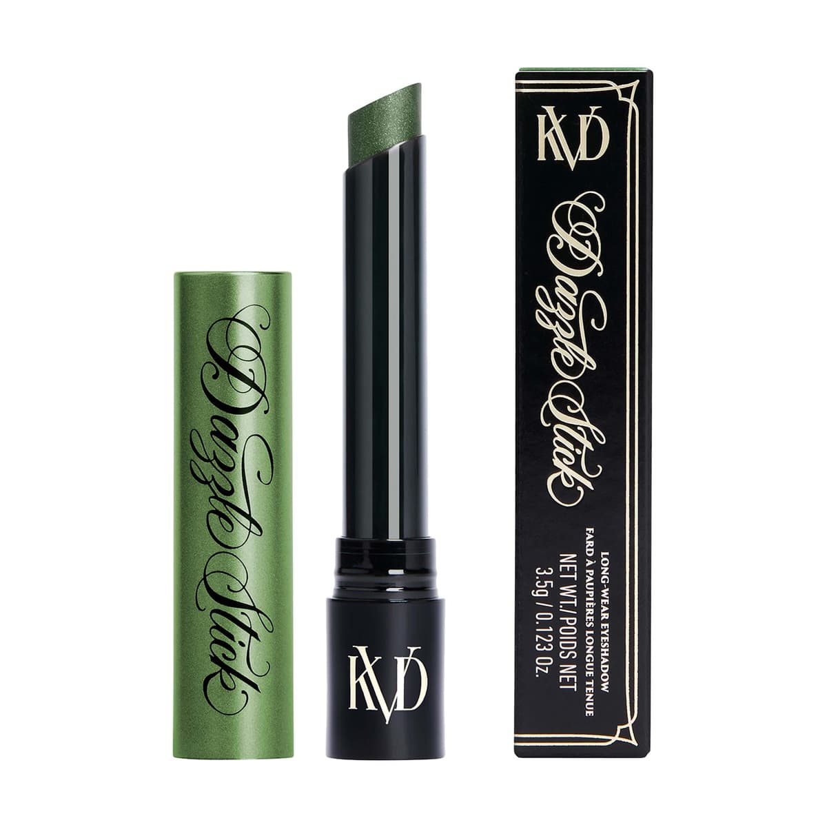 Dazzle Vegan Long-Wear Eyeshadow Stick, Green Flash - intense jade