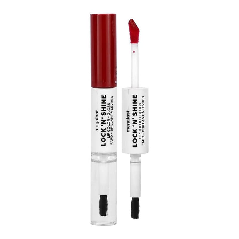 Megalast, Lock 'N' Shine, Lip Color + Gloss, Red-y For Me