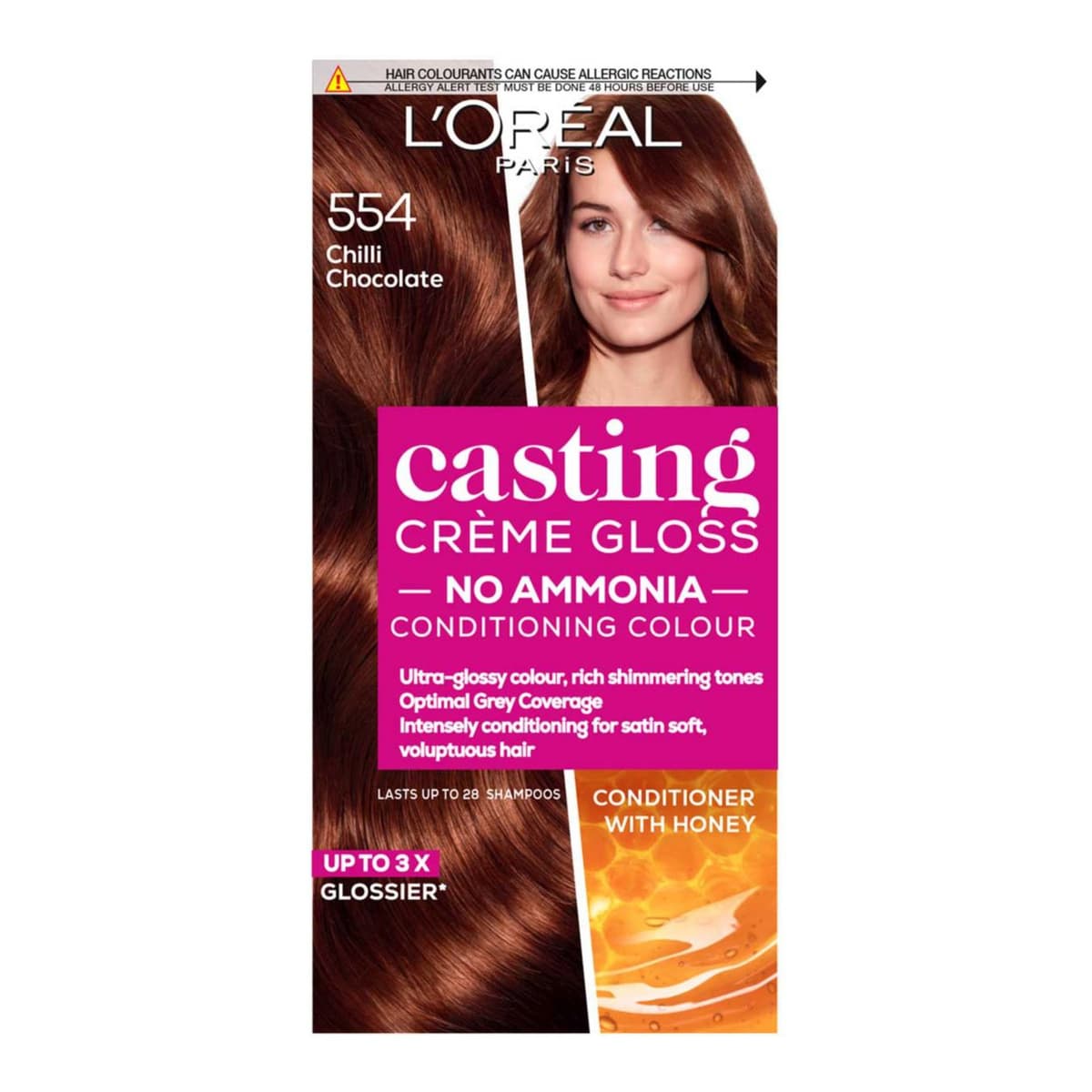 Paris Casting Creme Gloss Semi-Permanent Hair Dye, Brown Hair Dye 554 Chilli Choc