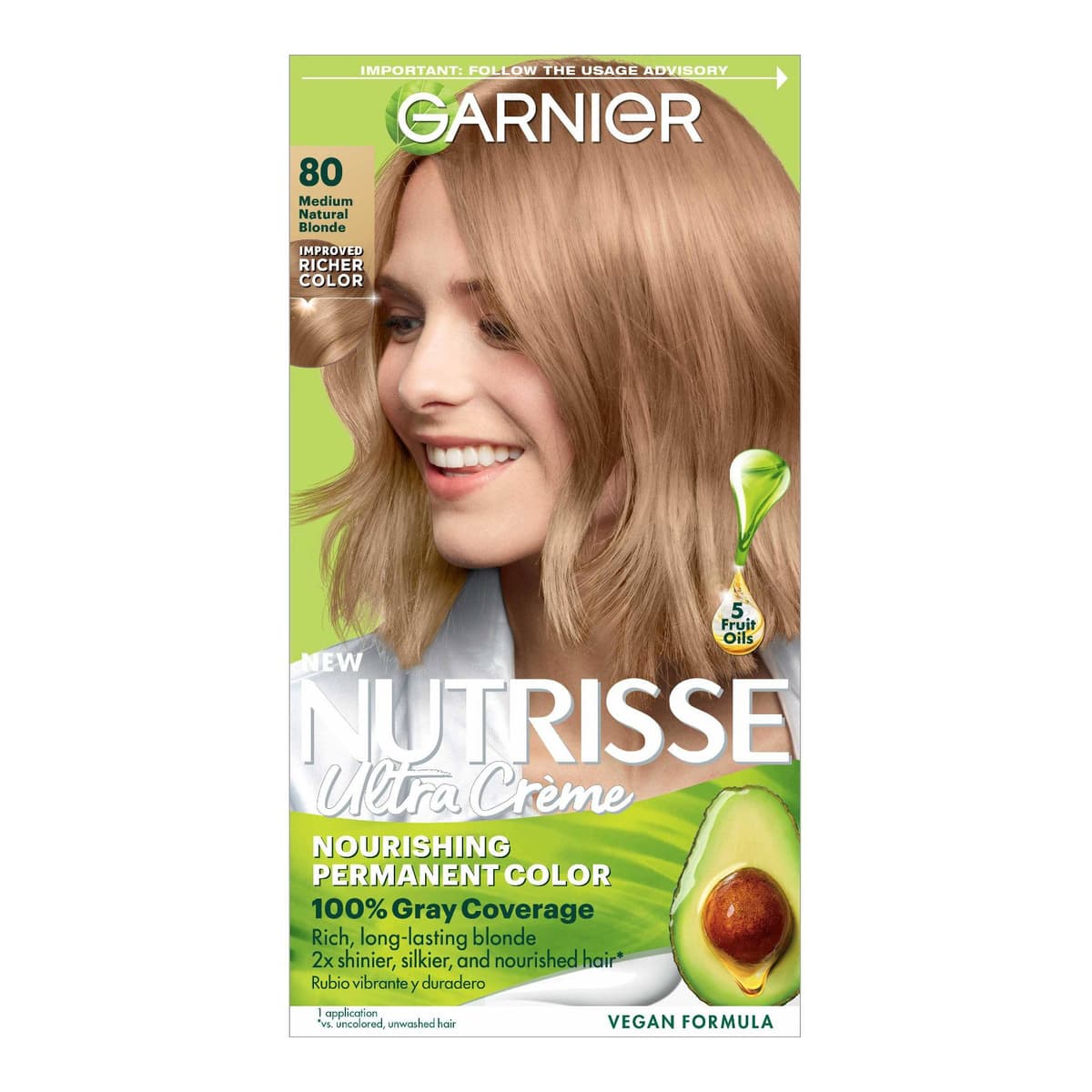 Nutrisse Nourishing Permanent Hair Color Creme, #80 Medium Natural Blonde