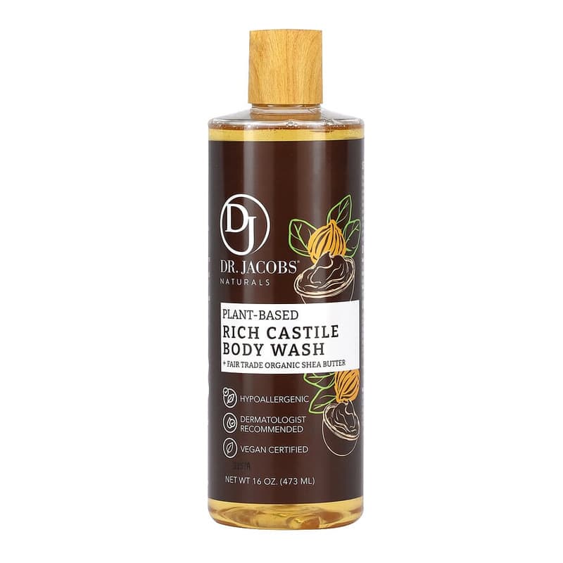Plant-Based Rich Castile Body Wash, Fair Trade Organic Shea Butter