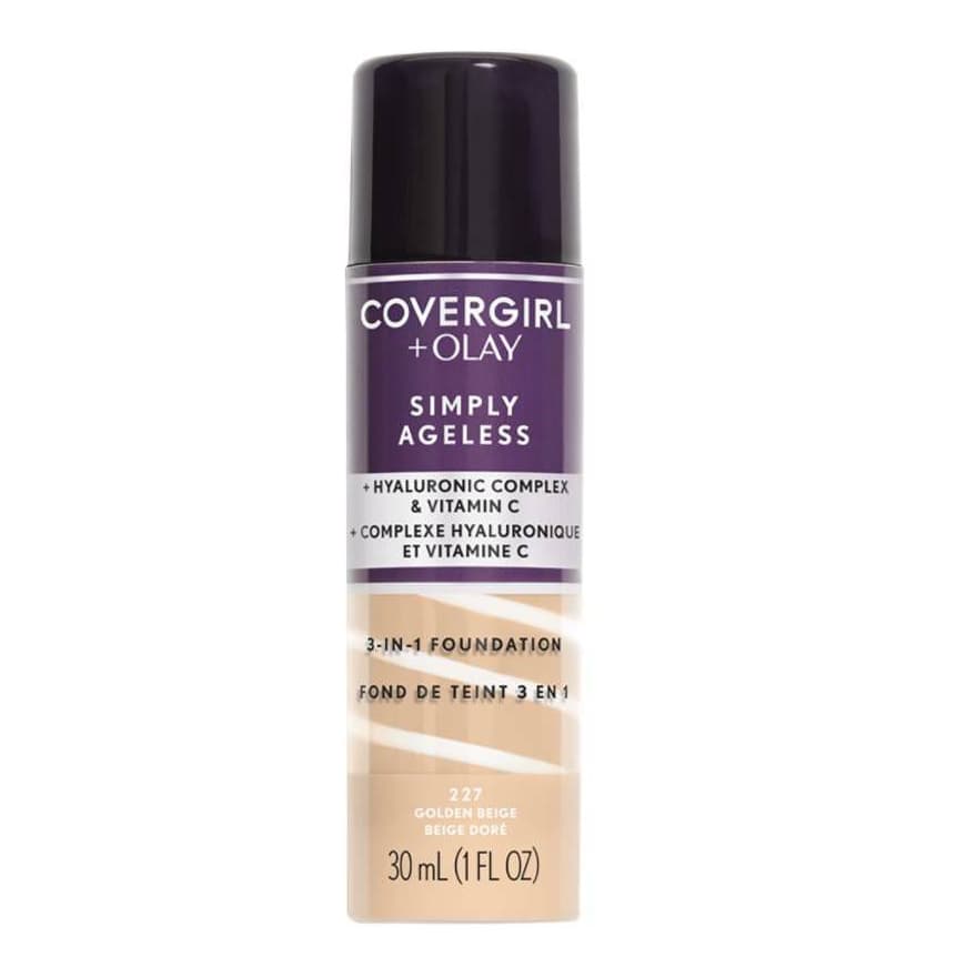 Olay Simply Ageless 3-in-1 Liquid Foundation with Hyaluronic Complex + Vitamin C, #227 Golden Beige