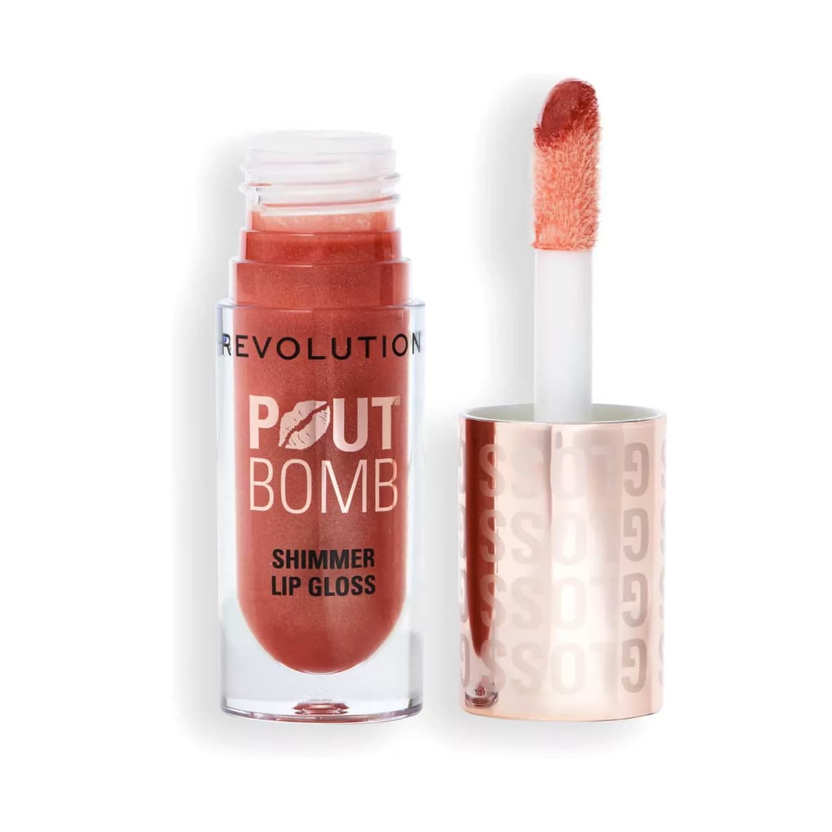 Revolution Pout Bomb Shimmer Lip Gloss, Nude Glow