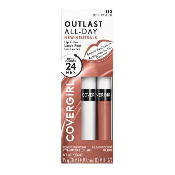 Outlast All Day Lip Color with Top Coat Lipgloss, ripe peach