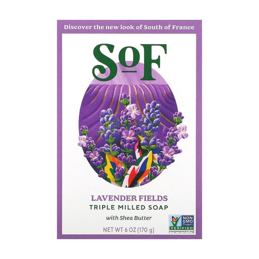 Triple Milled Bar Soap with Shea Butter, Lavender Fields