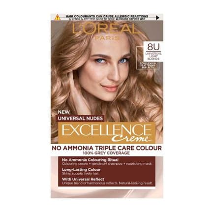 L’Oréal Paris Excellence Crème Universal Nudes Ammonia Free Permanent Hair Dye, 8U Universal Light Blonde